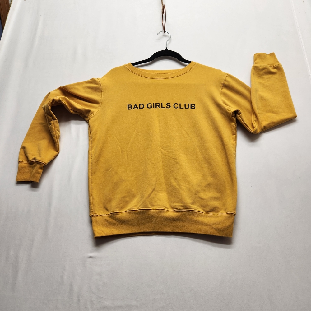 ⭐Bad Girls Club Mustard Yellow Crew Neck Pullover Sweatshirt Size Medium Fall